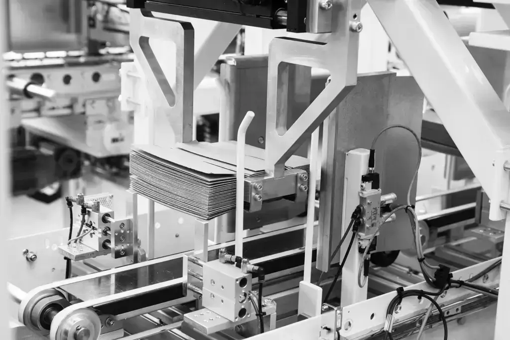 Sondermaschine der Systema Tech GmbH am Standort Rheda-Wiedenbrück zur automatisierten Zuführung und Handhabung von Bauteilen